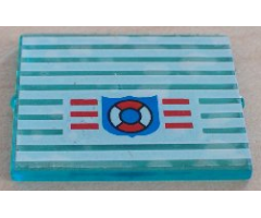 Glass for Window 1 x 4 x 3 with 9 White Stripes and Coast Guard Pattern (Sticker) - 6338