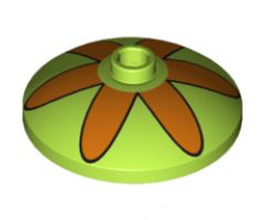 Dish 3 x 3 Inverted (Radar) with Orange Flower 6 Petals Pattern