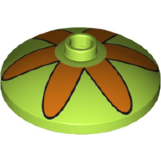 Dish 3 x 3 Inverted (Radar) with Orange Flower 6 Petals Pattern