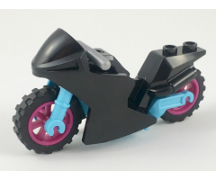 Riding Cycle Motorcycle Sport Bike with Medium Azure Frame, Magenta Wheels and Flat Silver Handlebars