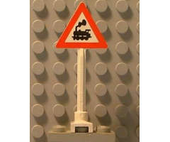 Road Sign Triangle with Train Engine with Cab Window Pattern