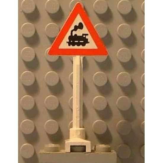 Road Sign Triangle with Train Engine with Cab Window Pattern