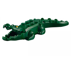 Alligator / Crocodile with 20 Teeth with Yellow Eyes Pattern with Light Bluish Gray Technic, Pin 1/2