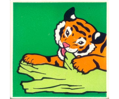 Duplo, Tile 2 x 2 x 1 with Tiger Mosaic Picture 07 Pattern (Set 1079)