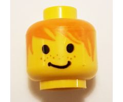 Minifigure, Head Male Messy Orange Hair, Smile Pattern - Blocked Open Stud