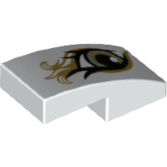 Slope, Curved 2 x 1 with Right Eye, Metallic Gold Pattern