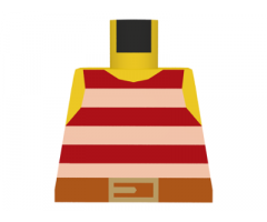Torso Pirate Stripes Red / White with Gold Belt Buckle Pattern