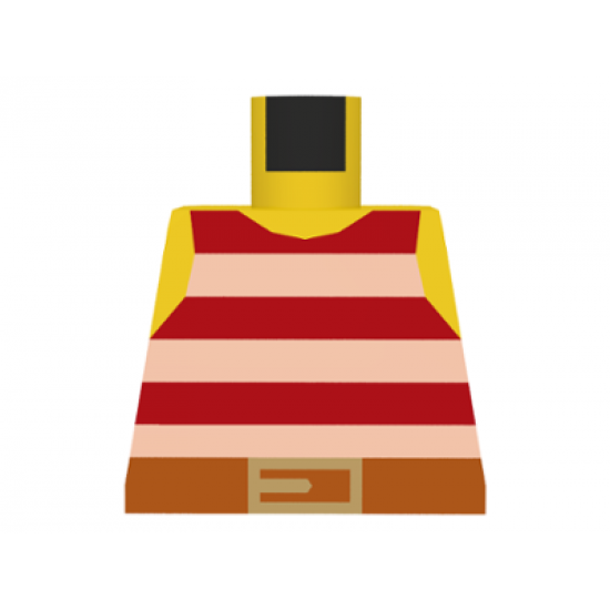 Torso Pirate Stripes Red / White with Gold Belt Buckle Pattern