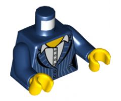 Torso Female Pinstripe Suit Jacket over White Shirt Pattern / Dark Blue Arms / Yellow Hands