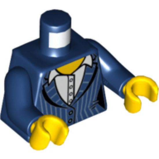 Torso Female Pinstripe Suit Jacket over White Shirt Pattern / Dark Blue Arms / Yellow Hands