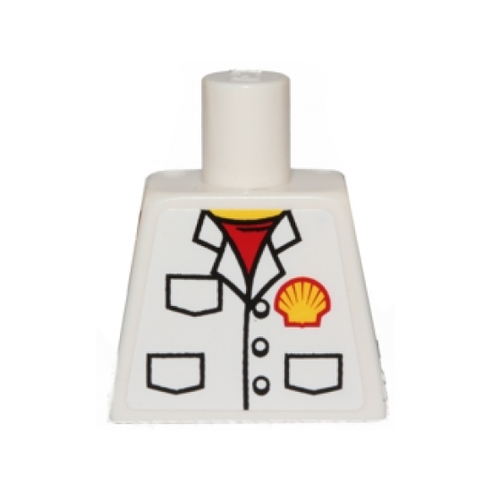 Torso Shirt with Pockets, Buttons, Red Undershirt and Shell Logo Pattern (Sticker)