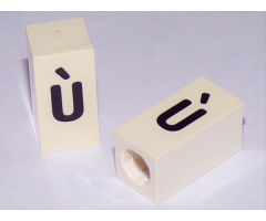 Tile, Modified 1 x 2 x 5/6 with Stud Hole in End and Black 'ù' Lower Case Pattern