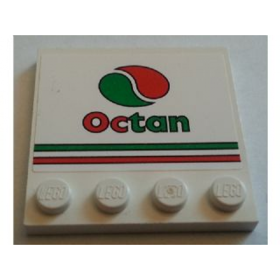 Tile, Modified 4 x 4 with Studs on Edge with Red and Green Stripe and Octan Logo Pattern (Sticker) - Set 7747