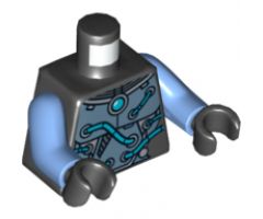Torso Armor with Round Center Crystal and Tubes on Front and Back Pattern / Medium Blue Arms / Black Hands