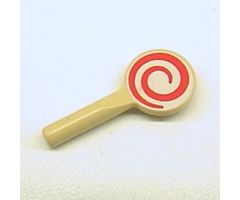 Minifigure, Utensil Signal Paddle with Red and White Spiral Pattern