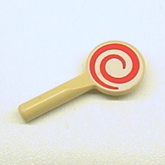 Minifigure, Utensil Signal Paddle with Red and White Spiral Pattern