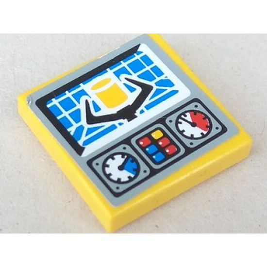 Tile 2 x 2 with Gauges and Crane Grab Pattern (Sticker) - Set 8250
