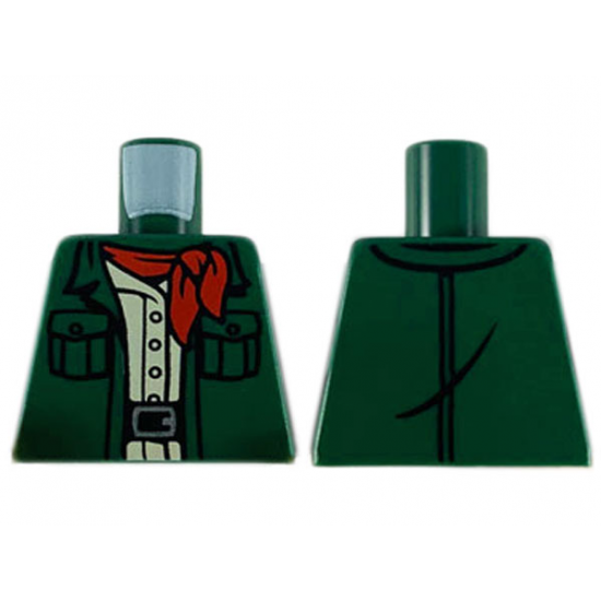 Torso Jacket with Pockets, Red Scarf, Tan Shirt Pattern