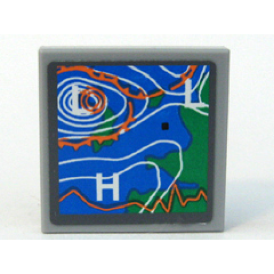 Tile 2 x 2 with Weather Map Pattern (Sticker) - Set 7739