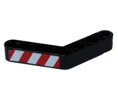 Technic, Liftarm 1 x 7 Bent (4 - 4) Thick with Red and White Danger Stripes Pattern Model Right Side (Sticker) - Set 8292
