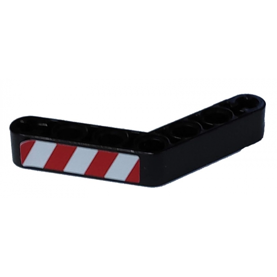 Technic, Liftarm 1 x 7 Bent (4 - 4) Thick with Red and White Danger Stripes Pattern Model Right Side (Sticker) - Set 8292
