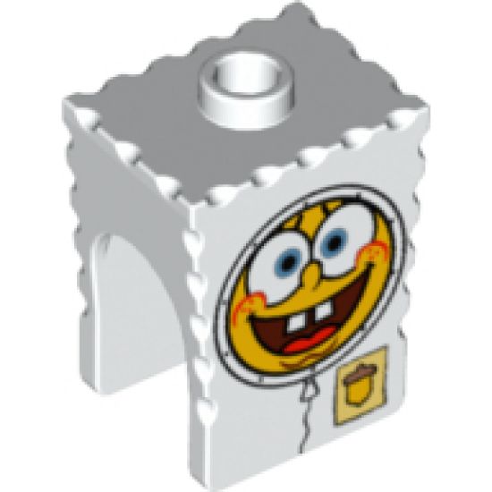 Minifigure, Head, Modified SpongeBob SquarePants with Spacesuit Pattern