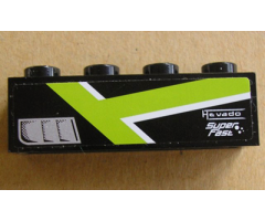 Brick 1 x 4 with Silver Intake, Lime T Stripe and 'Hevado Super Fast' Pattern Model Left (Sticker) - Set 8154