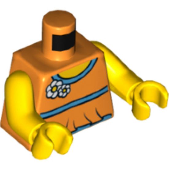Torso Halter Top with Medium Blue Trim and Flowers Front, 2012 The LEGO Store Alpharetta, GA Back Pattern / Yellow Arms / Yellow Hands