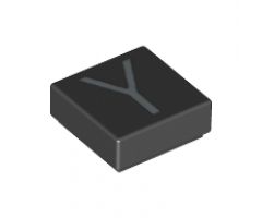 Tile 1 x 1 with Silver Capital Letter Y Pattern