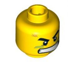 Minifigure, Head Dual Sided Male with Red Scars, Scowl / Determined Pattern - Blocked Open Stud