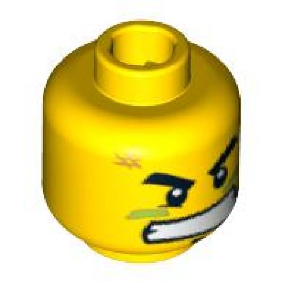 Minifigure, Head Dual Sided Male with Red Scars, Scowl / Determined Pattern - Blocked Open Stud