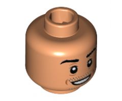 Minifigure, Head Black Eyebrows, Chin and Moustache Stubble, White Pupils, Open Smile Pattern (Mesut Özil) - Hollow Stud