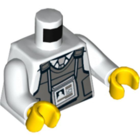 Torso Town Police with Body Armor, Name Tag, Radio, and 'SECURITY' Pattern / White Arms / Yellow Hands
