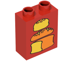 Duplo, Brick 1 x 2 x 2 with Three Loaves of Bread Pattern, Middle Dark