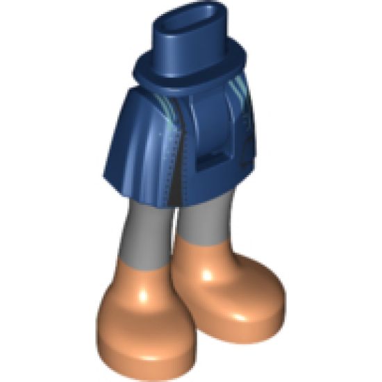 Mini Doll, Legs with Hips and Skirt, Silver Trim, Light Bluish Gray Legs and Nougat Boots Pattern