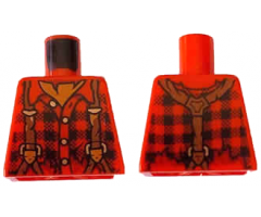 Torso Plaid Flannel Shirt with Suspenders Pattern