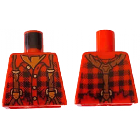 Torso Plaid Flannel Shirt with Suspenders Pattern