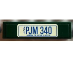 Tile 1 x 4 with 'PJM 340' License Plate on Dark Green Background Pattern (Sticker) - Set 10242