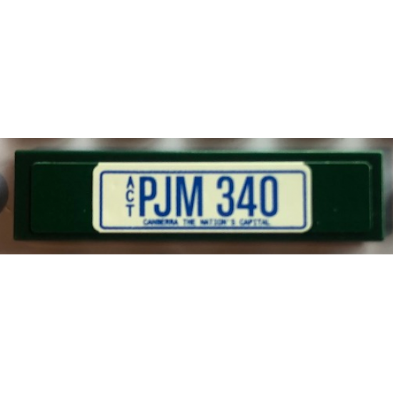 Tile 1 x 4 with 'PJM 340' License Plate on Dark Green Background Pattern (Sticker) - Set 10242