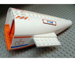 Aircraft Fuselage Curved Aft Section with Orange Base with Orange and Blue Stripes, 'Hot Air Danger' and '7738' Pattern (6 Stickers) - Set 7738