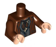 Torso PotC Jacket over Vest with Buttons and Dark Brown Scarf Pattern / Reddish Brown Arms / Light Nougat Hands
