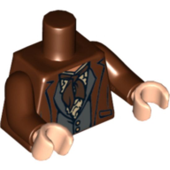 Torso PotC Jacket over Vest with Buttons and Dark Brown Scarf Pattern / Reddish Brown Arms / Light Nougat Hands