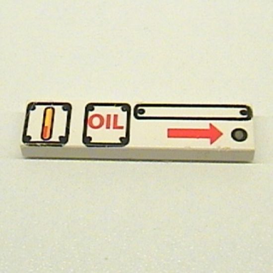 Tile 1 x 4 with Three Panels, 'OIL' and Arrow Right Pattern