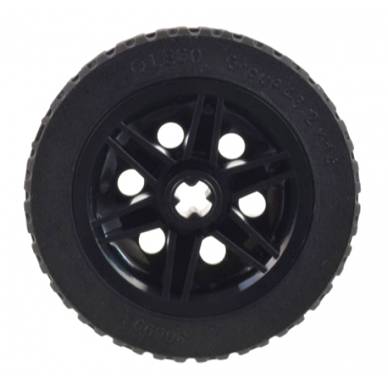 Wheel & Tire Assembly 30mm D. x 14mm with Black Tire 43.2 x 14 Solid (56904 / 30699)