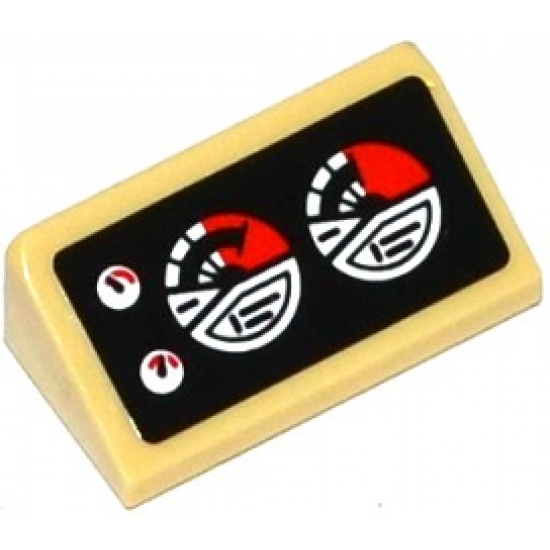 Slope 30 1 x 2 x 2/3 with 4 Red and White Gauges on Black Background Pattern (Sticker) - Set 76041