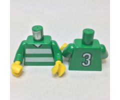 Torso Soccer Horizontal White Stripes and No. 3 Back Pattern / Green Arms / Yellow Hands