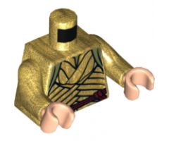 Torso LotR Robe with Woven Gold Strips and Dark Red Belt Pattern (Elrond) / Pearl Gold Arms / Light Nougat Hands