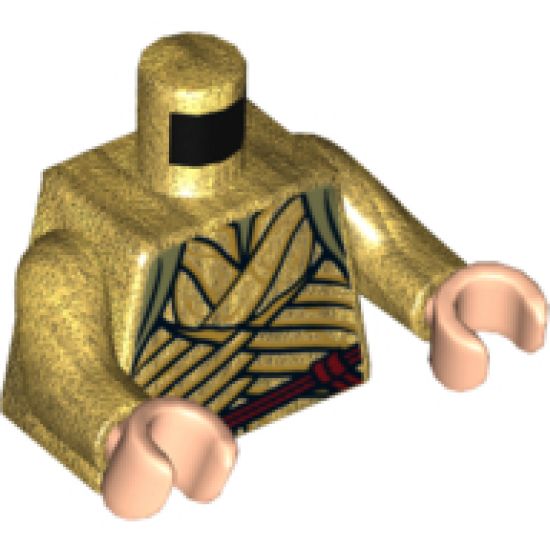 Torso LotR Robe with Woven Gold Strips and Dark Red Belt Pattern (Elrond) / Pearl Gold Arms / Light Nougat Hands