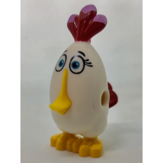 Body Angry Birds Matilda with Bright Light Blue Eyes, Dark Red and Lavender Plume, Dark Red Tailfeathers, Orange Feet Pattern