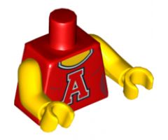 Torso Scoop Neck Female with Red 'A' Pattern / Yellow Arms / Yellow Hands